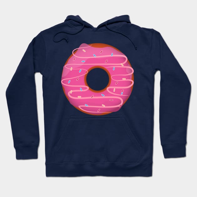 Pastry Donut with Pink Strawberry Frosting Hoodie by InkyArt